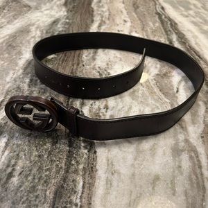 Men’s Gucci brown leather interlocking G belt